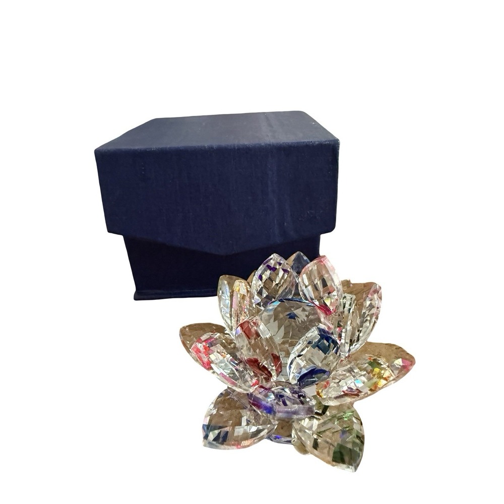OwnMy 3" Sparkle Crystal Lotus Flower Hue Reflection Feng Shui Home Decors